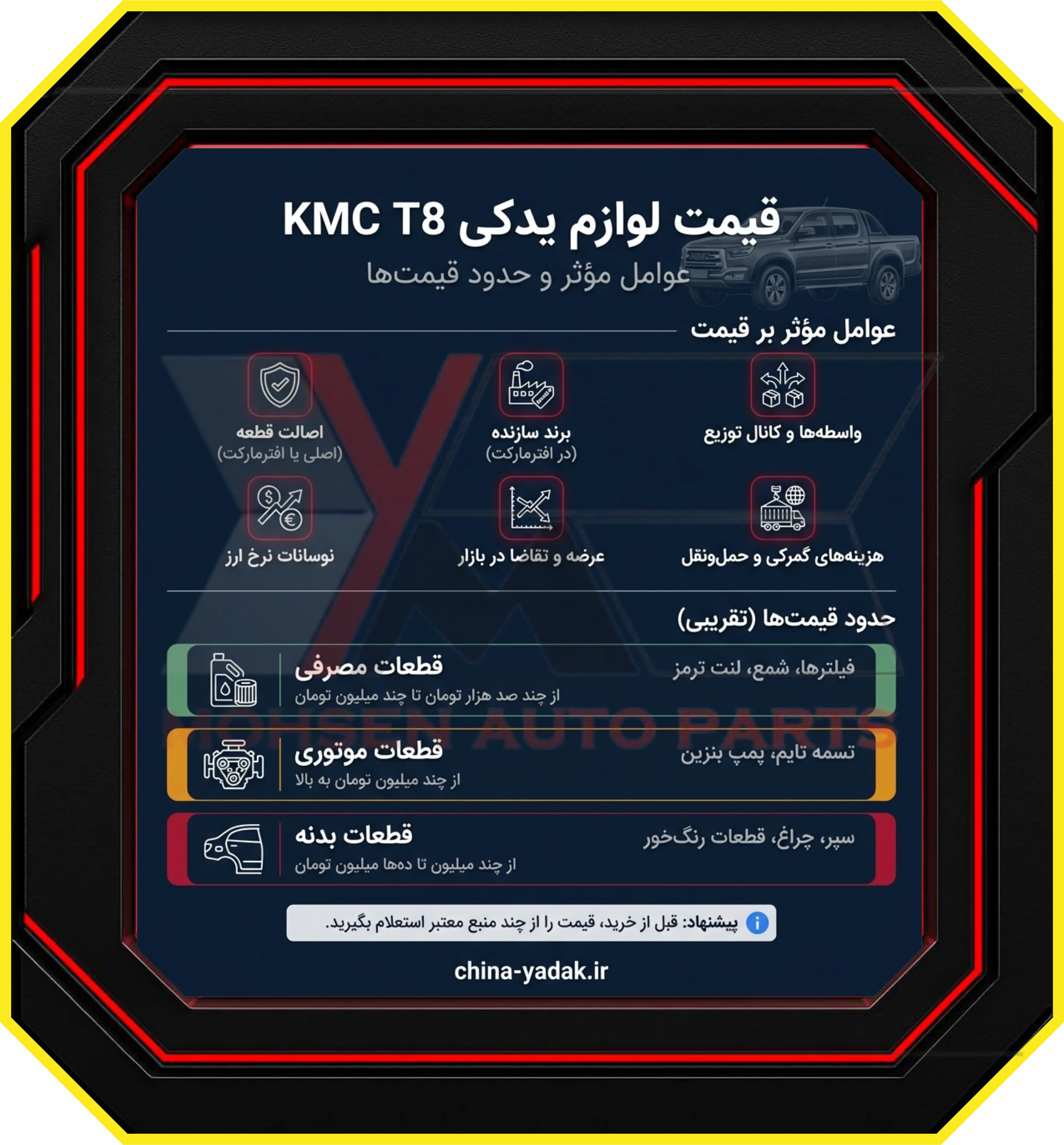 قیمت لوازم یدکی KMC T8